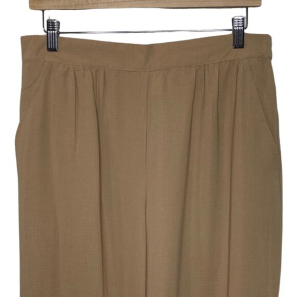 VENUS | Lightweight Camel Elastic Waist Cargo Ankle Pants | Size L - Picture 4 of 13